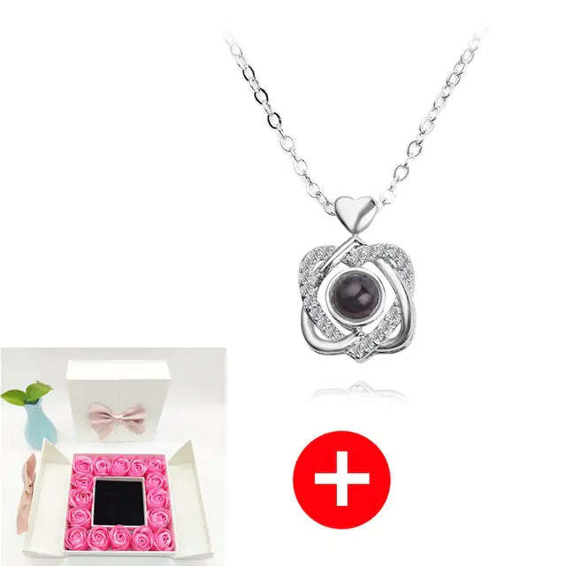 Artificial Rose Flower Gift Box mit Kette (verschiedene Designs)