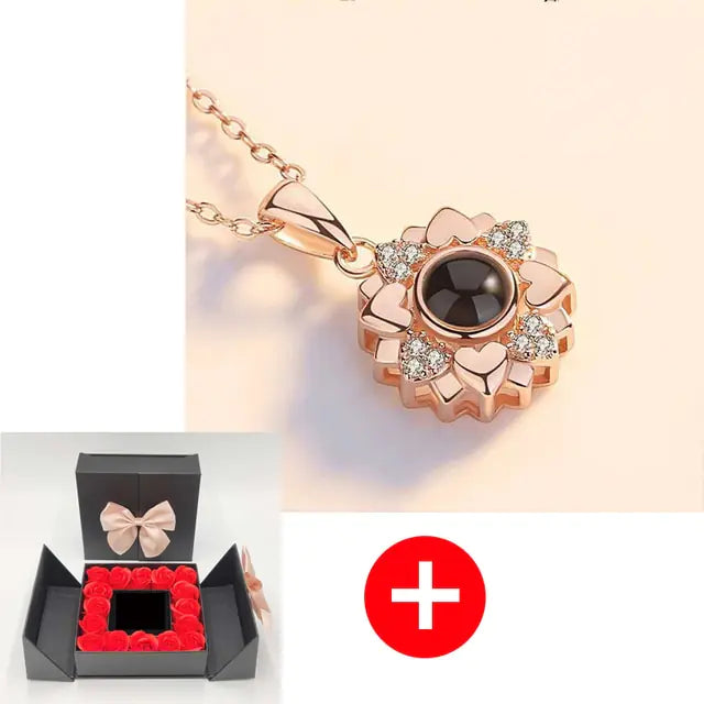 Artificial Rose Flower Gift Box mit Kette (verschiedene Designs)