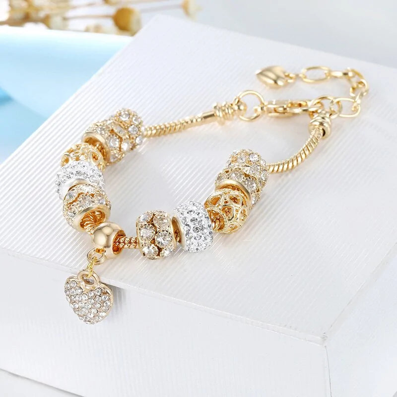 Cubic Charm Gold Heart Bracelet 18/19cm