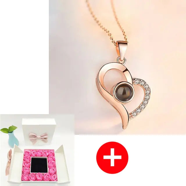 Artificial Rose Flower Gift Box mit Kette (verschiedene Designs)
