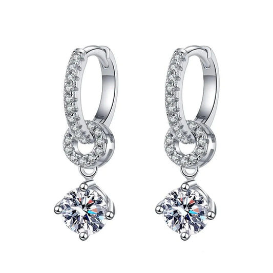 925 Silver Moissanite Drop Earrings