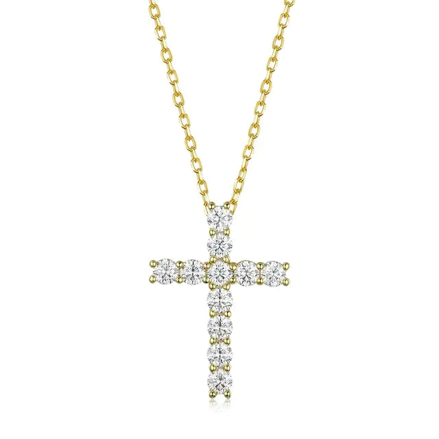 925er Silber Moissanite Cross Pendants silber/gold/rose