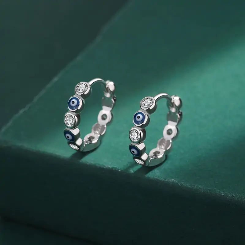 925 Silver Sapphire Diamond Earrings