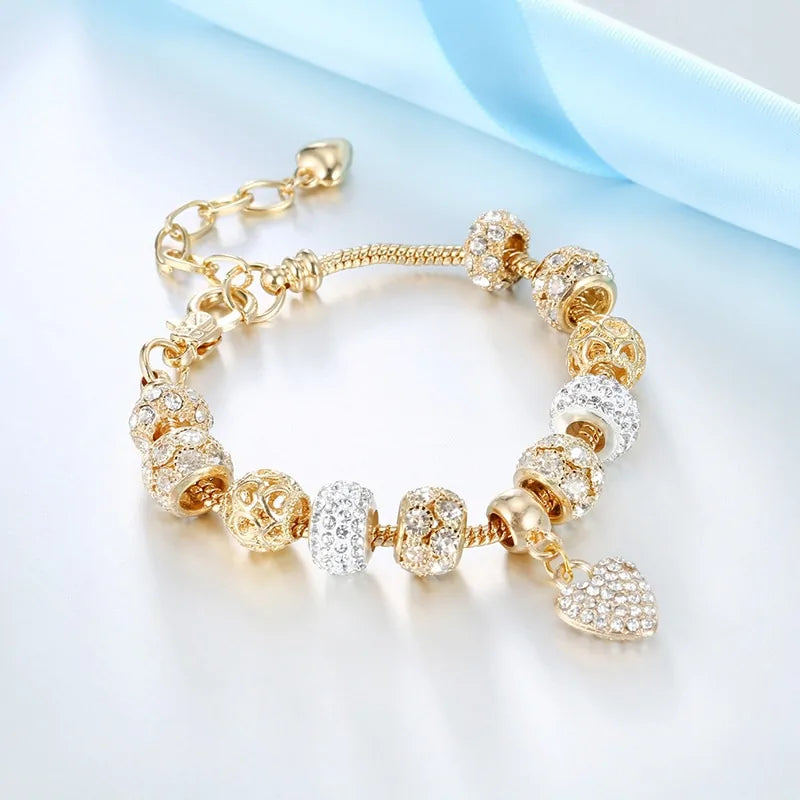 Cubic Charm Gold Heart Bracelet 18/19cm
