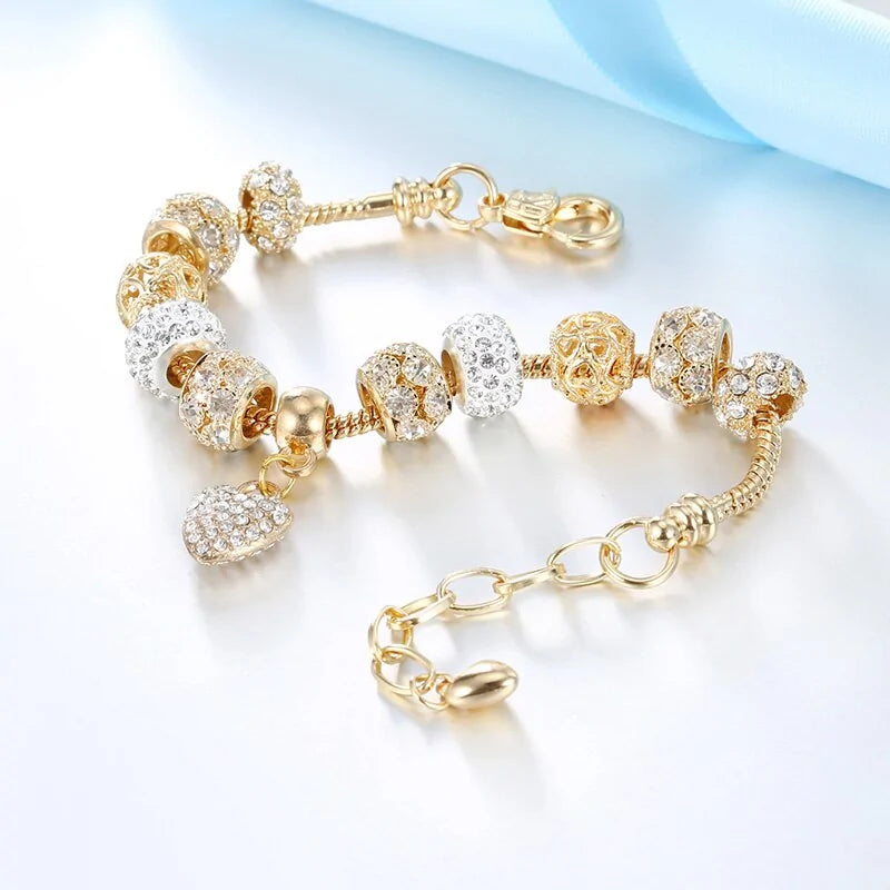 Cubic Charm Gold Heart Bracelet 18/19cm