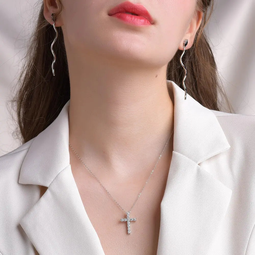 925er Silber Moissanite Cross Pendants silber/gold/rose