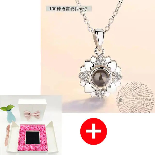 Artificial Rose Flower Gift Box mit Kette (verschiedene Designs)