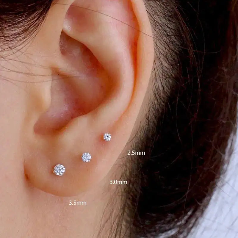 925 silver crystal stud earrings silver/gold