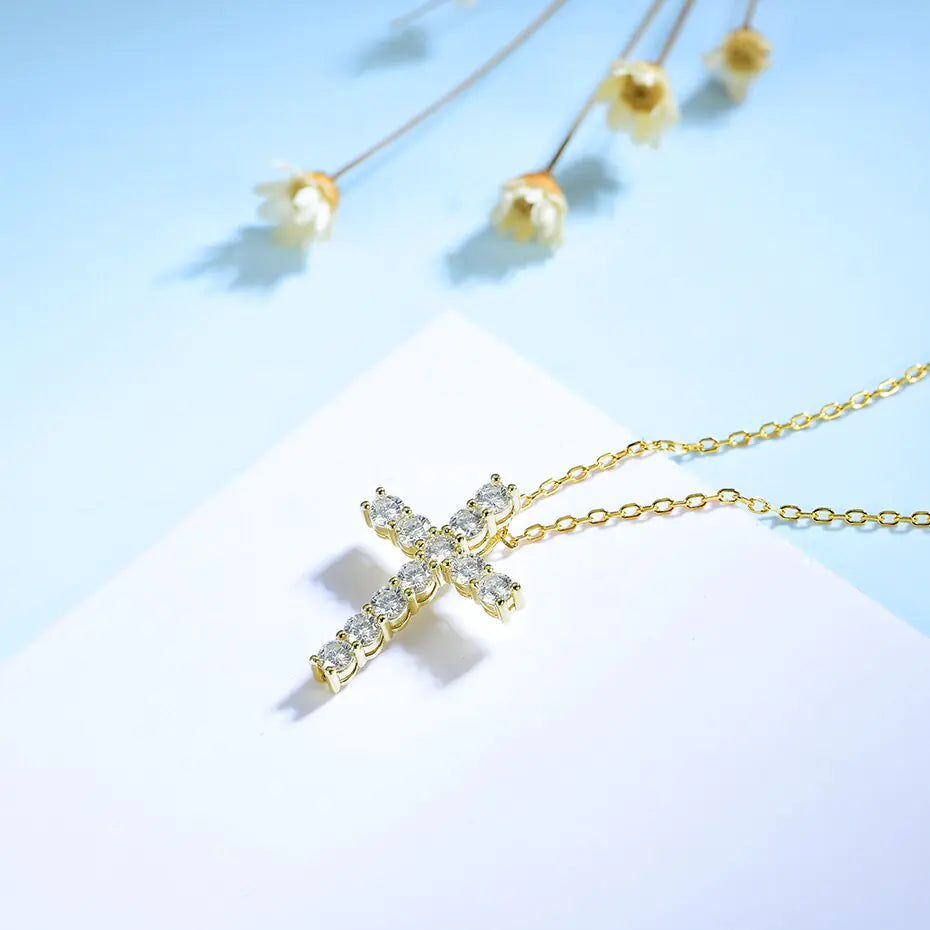 925er Silber Moissanite Cross Pendants silber/gold/rose