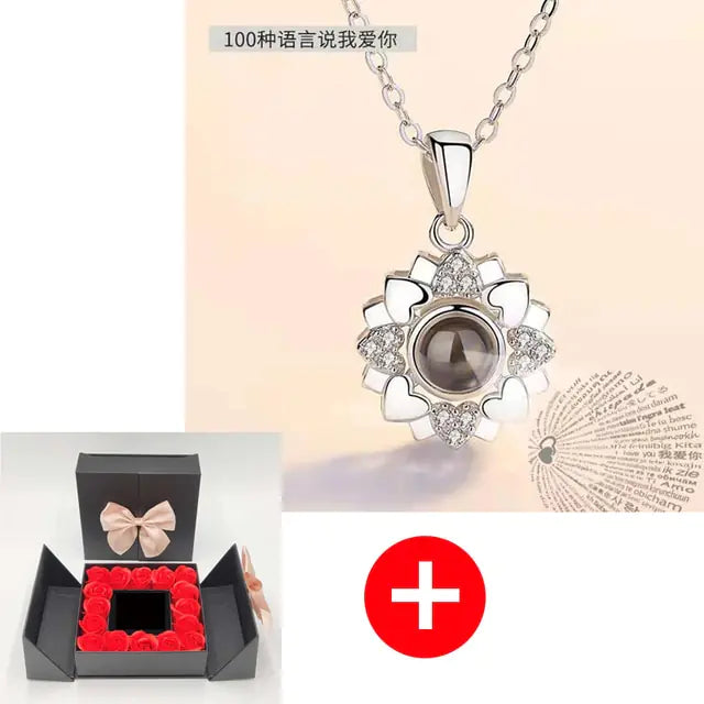 Artificial Rose Flower Gift Box mit Kette (verschiedene Designs)