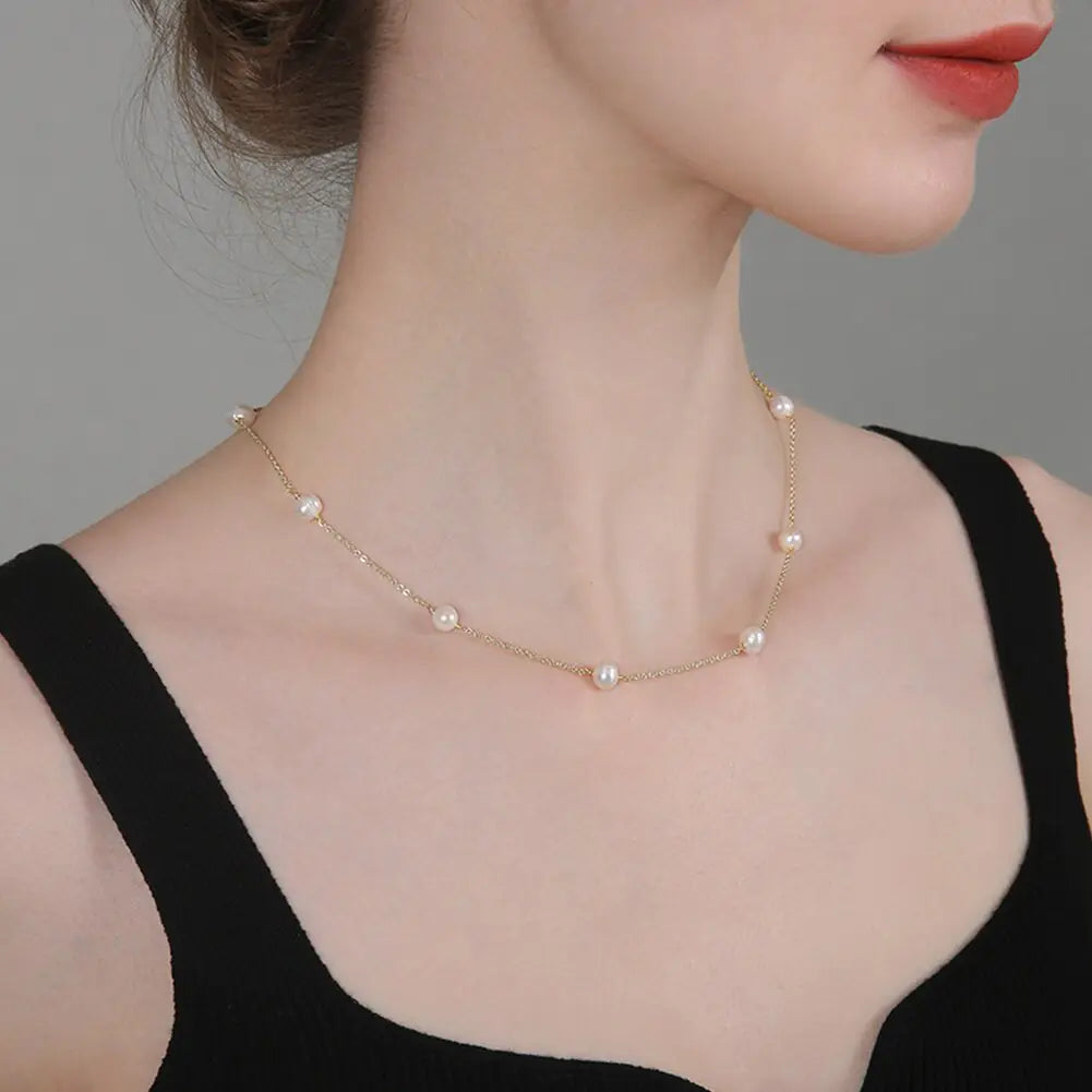 Elegant Pearl Necklace gold/silber