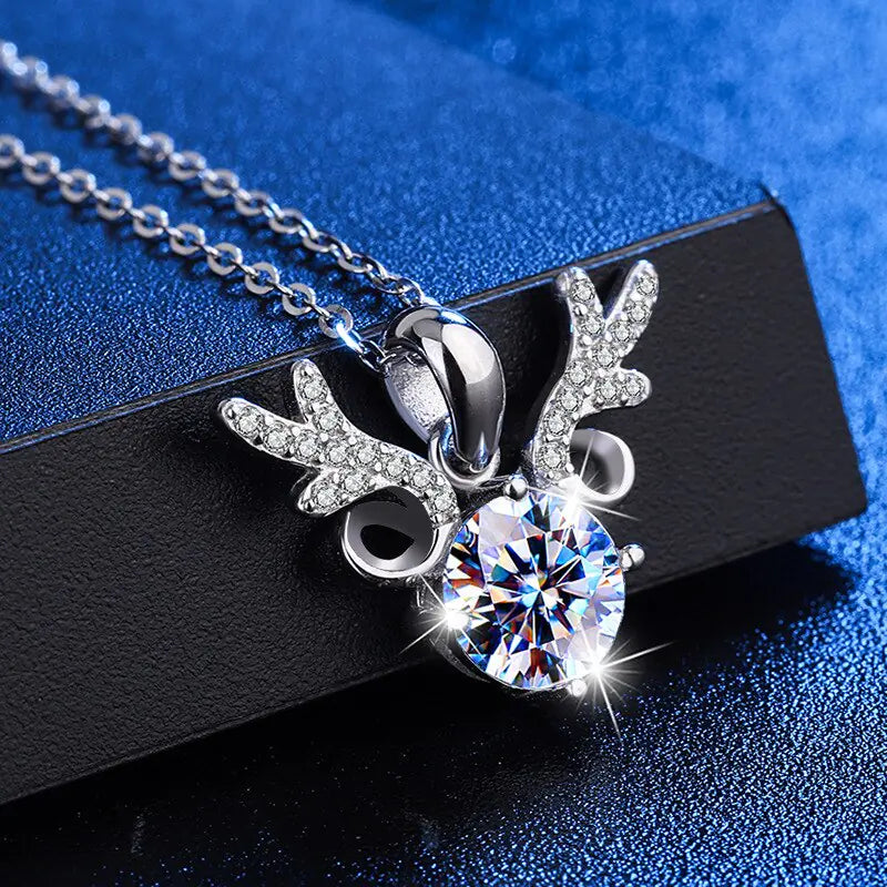 925er Silber Moissanite Deer Diamond Necklace