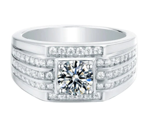 925er Silber 1 Carat Moissanite Men's Ring