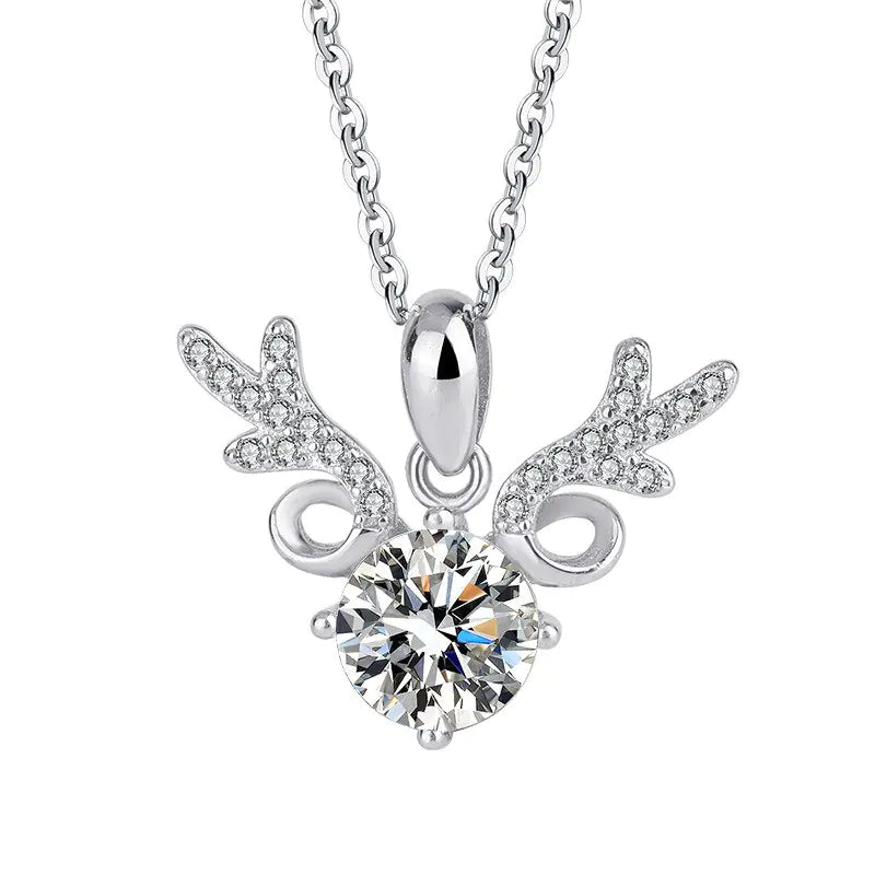 925er Silber Moissanite Deer Diamond Necklace