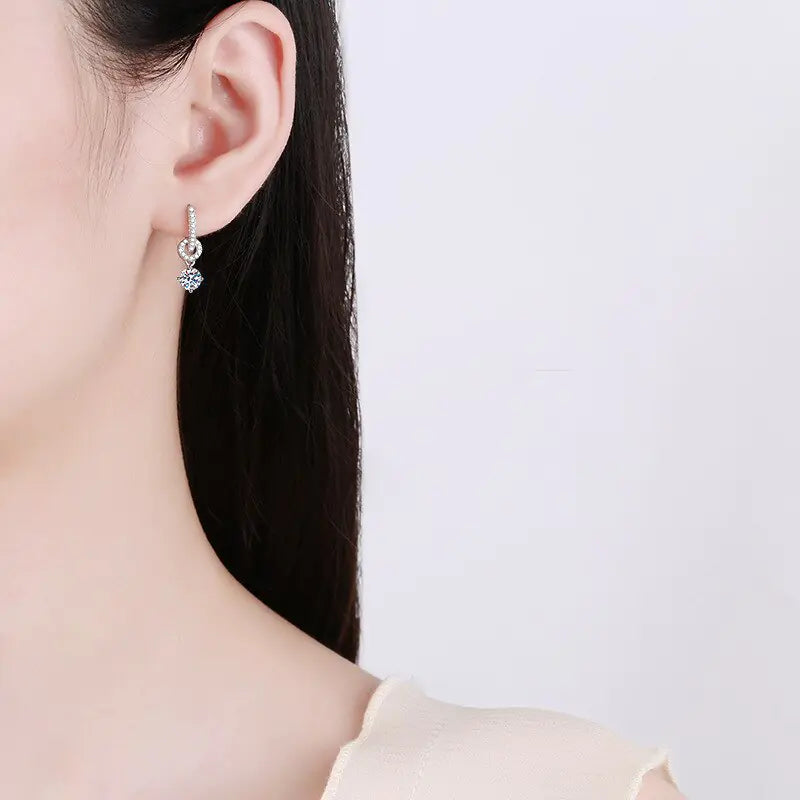 925 Silver Moissanite Drop Earrings