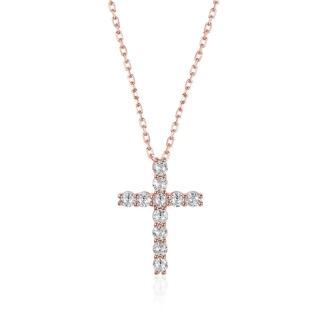 925er Silber Moissanite Cross Pendants silber/gold/rose