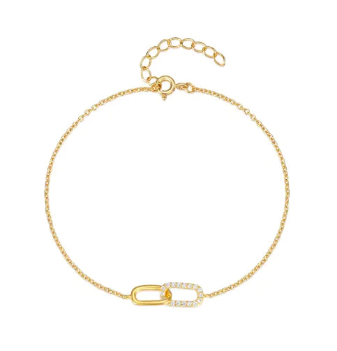 925 silver Infinity Pave Bracelet silver/gold