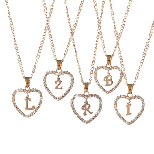 Peach Heart Love Necklace  A-Z