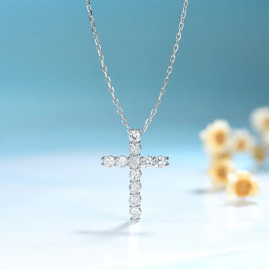 925er Silber Moissanite Cross Pendants silber/gold/rose