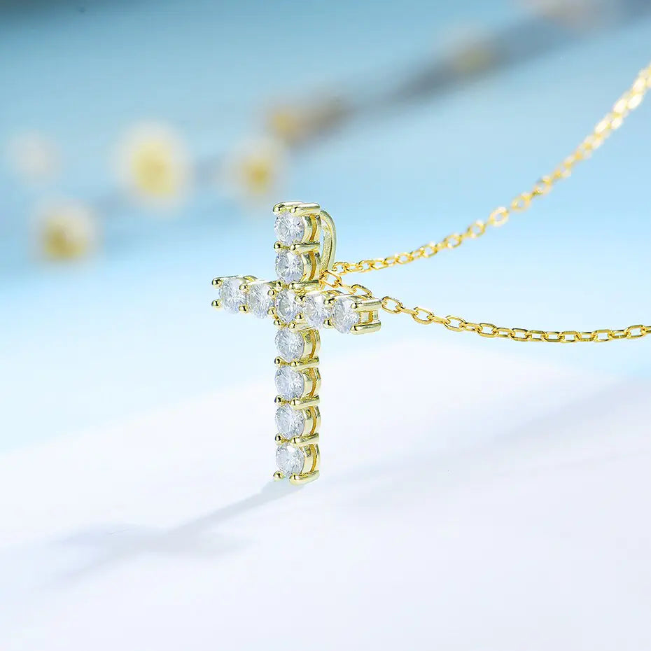 925er Silber Moissanite Cross Pendants silber/gold/rose