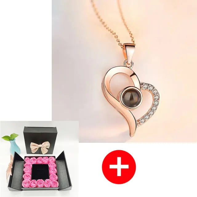 Artificial Rose Flower Gift Box mit Kette (verschiedene Designs)