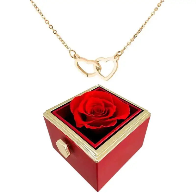 Doppelherz Kette in Rose Flower Box, 9 Modelle