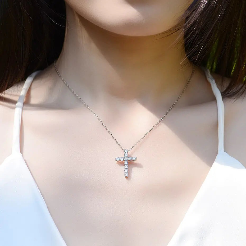 925er Silber Moissanite Cross Pendants silber/gold/rose