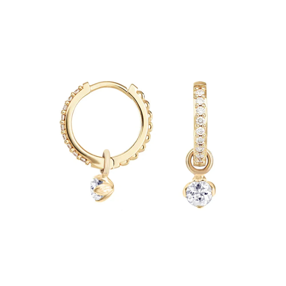 925 Silver Floral Zircon Hoop Earrings