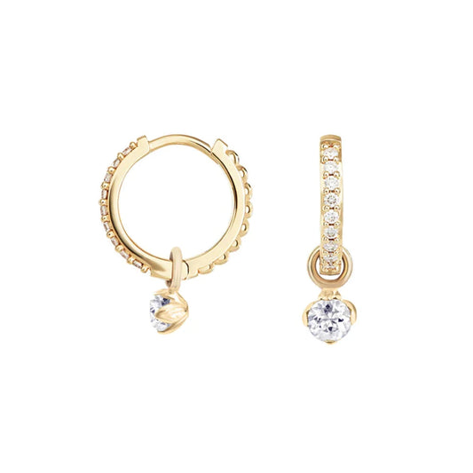 925 Silver Floral Zircon Hoop Earrings