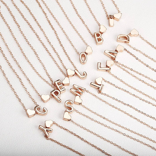 Tiny Heart Initial Necklace A-Z gold/silber