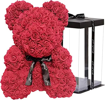 Flower Rose Teddybär 25cm mit Box (verschiedene Farben)
