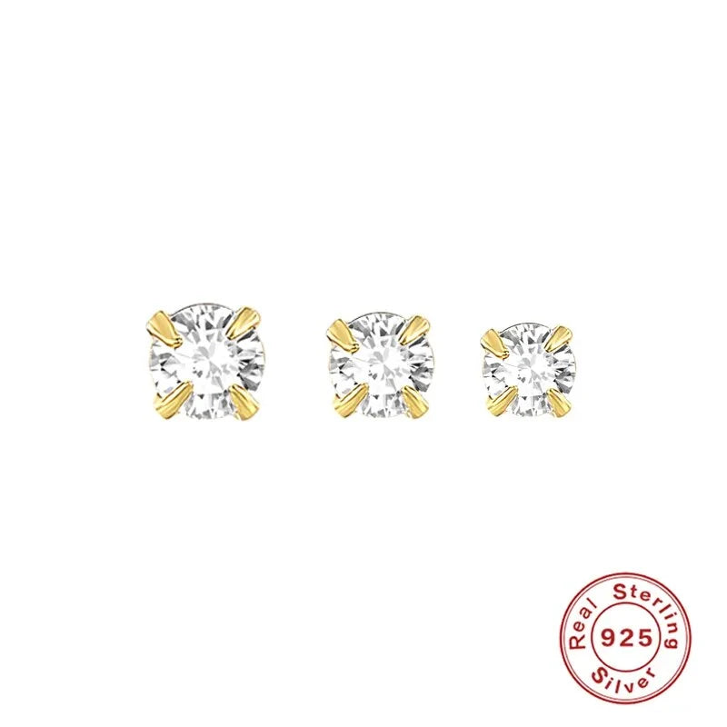 925 silver crystal stud earrings silver/gold