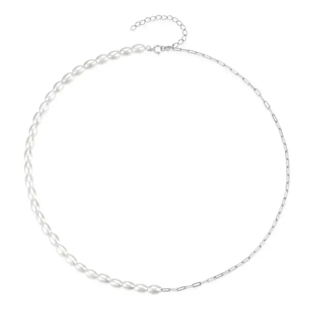 Серебряное колье 925 пробы с французским жемчугом Милле золото/серебро