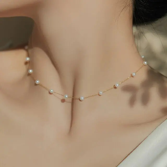 Elegant Pearl Necklace gold/silber
