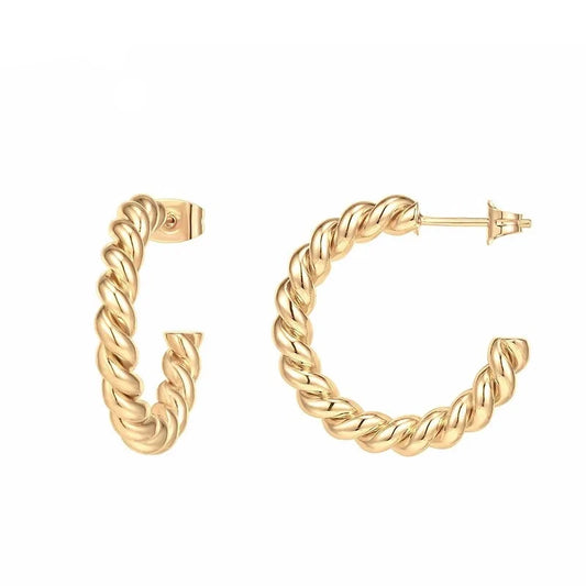 Chunky Twisted Hoop Earrings gold