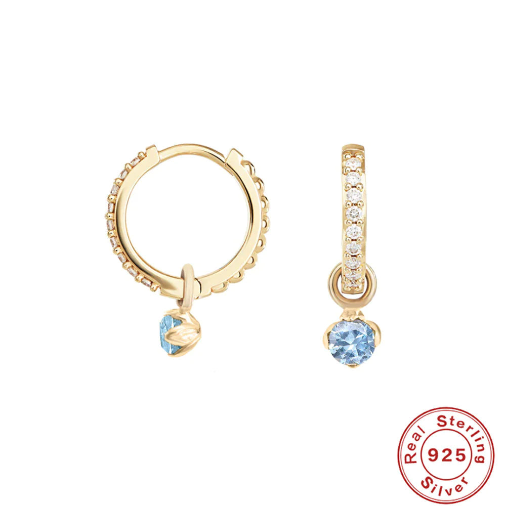925 Silver Floral Zircon Hoop Earrings